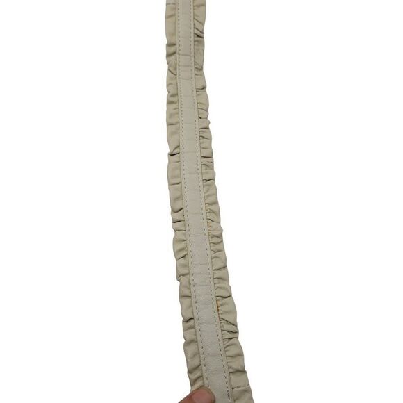 Vintage Coldwater Creek Leather Ruffle Boho Belt‎ M Off White Ivory Cottagecore main image 6
